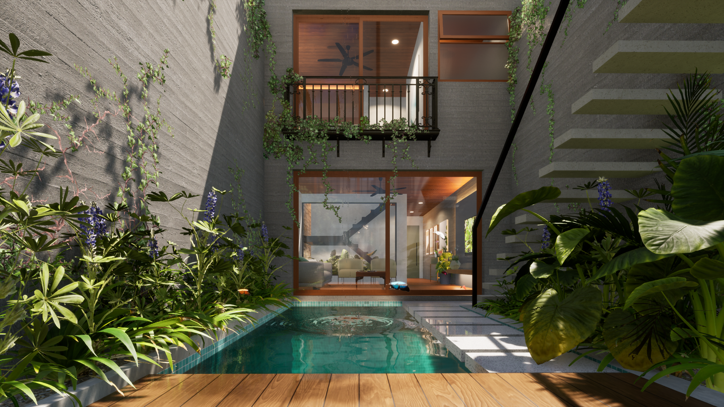 4 Bedroom Narrow Courtyard House