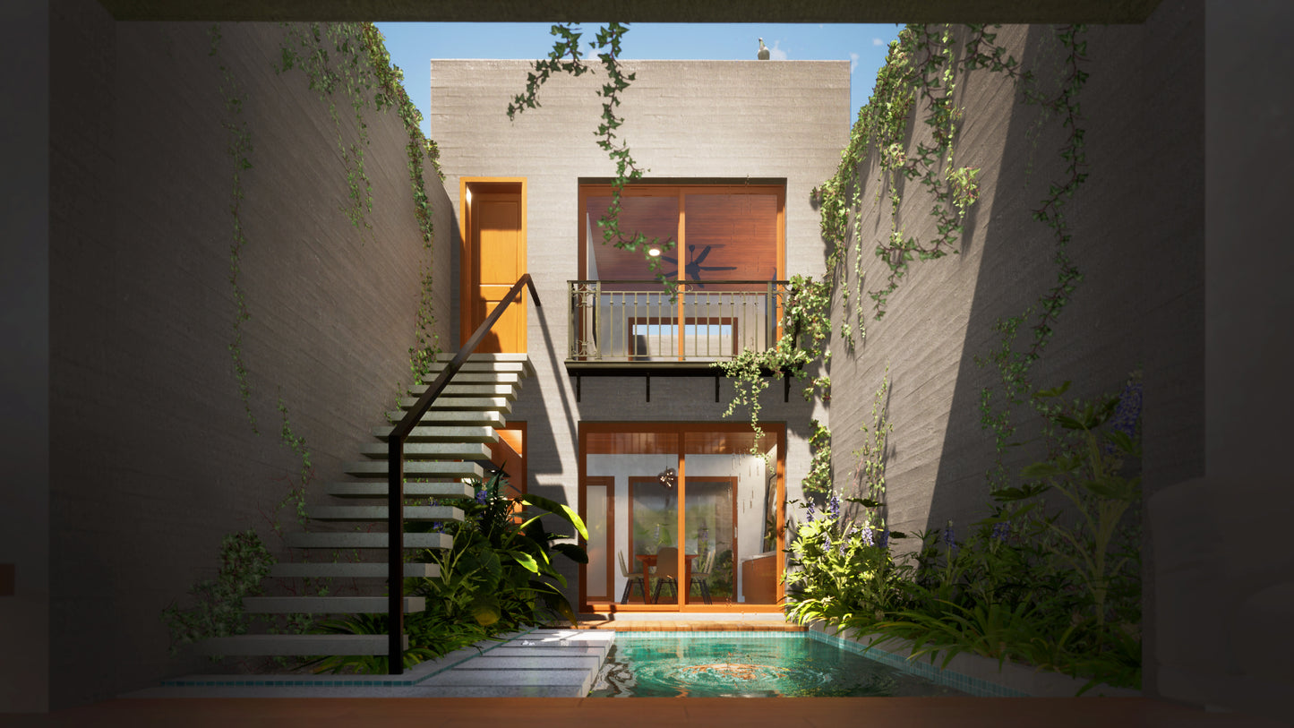 4 Bedroom Narrow Courtyard House