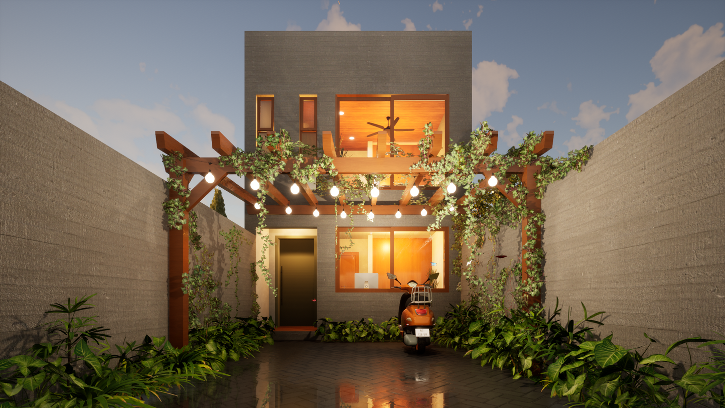 4 Bedroom Narrow Courtyard House