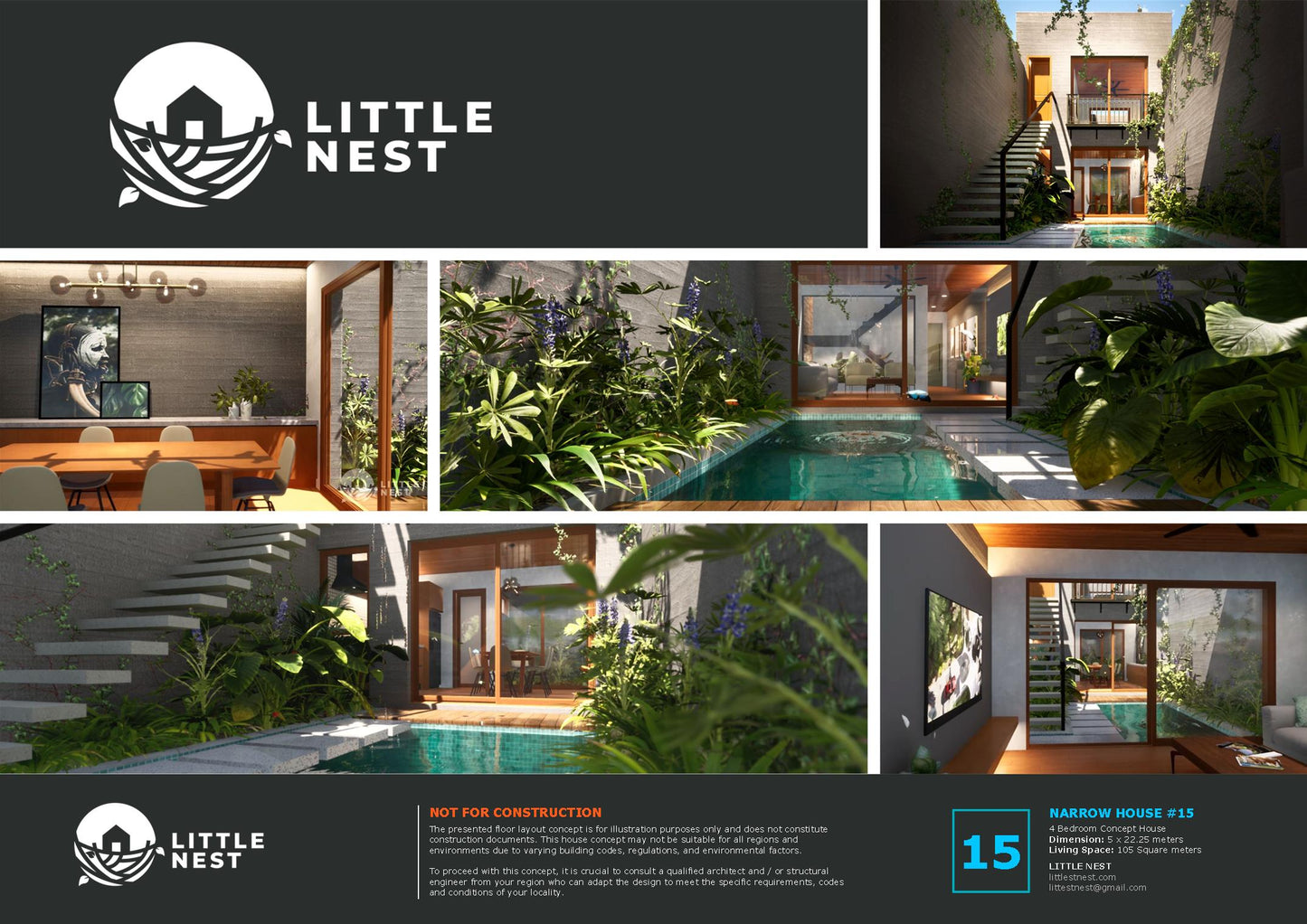 4 Bedroom Narrow Courtyard House